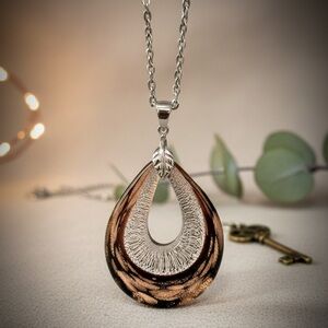 Murano Glass Teardrop Pendant Necklace